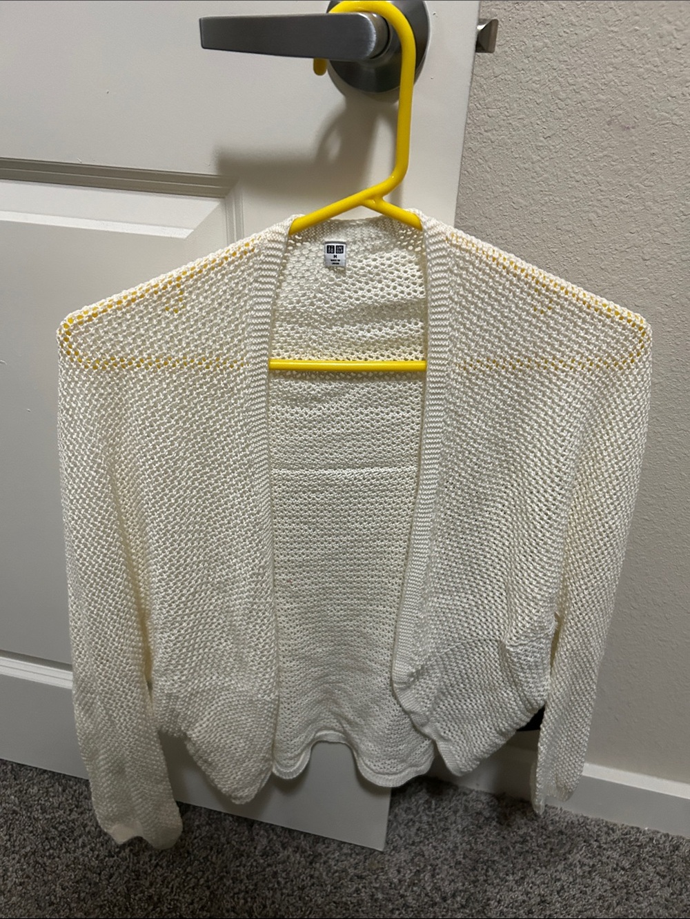 Uniqlo Cream Open-Knit Draped Cardigan